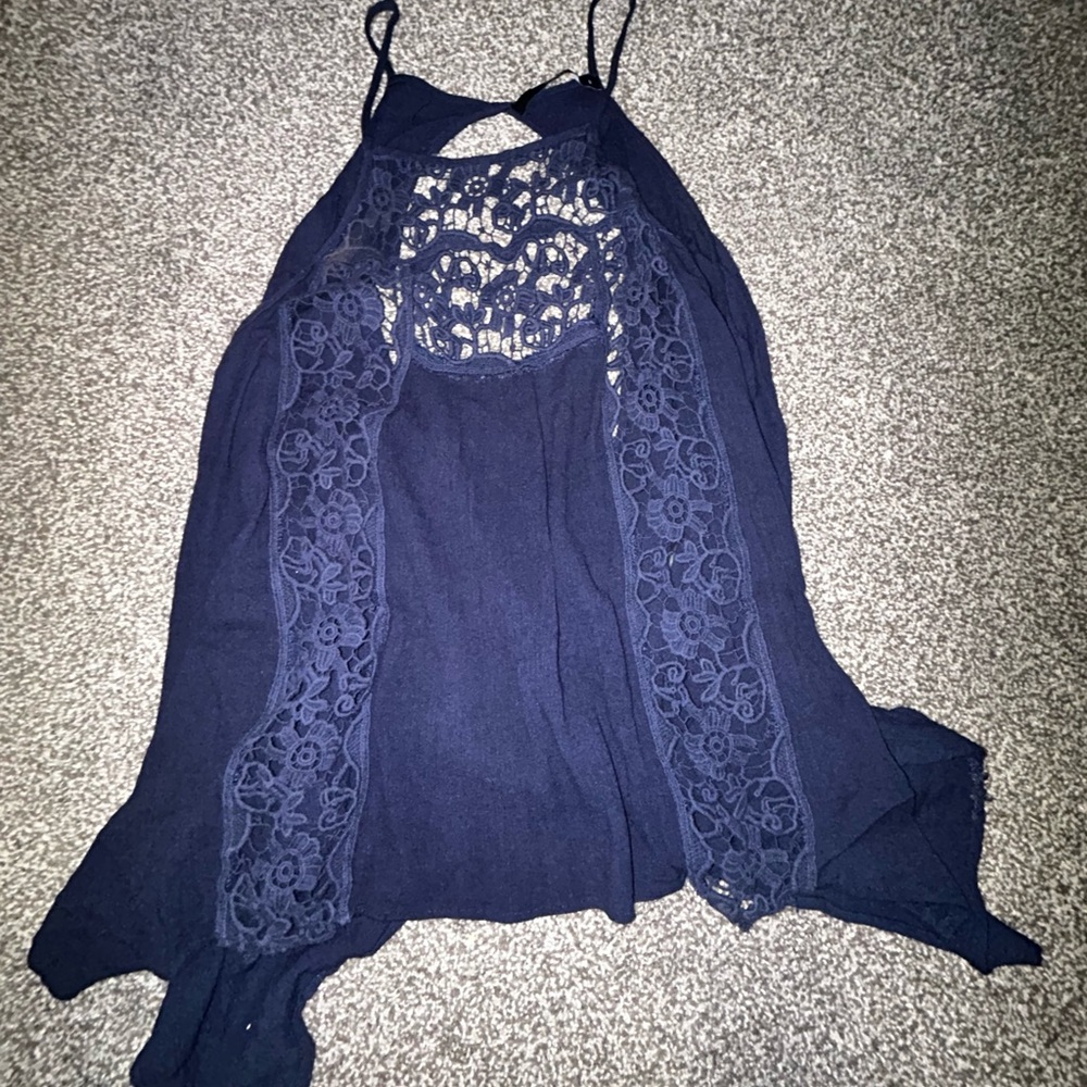 Navy Blue Asymmetrical Sleeveless Camisole